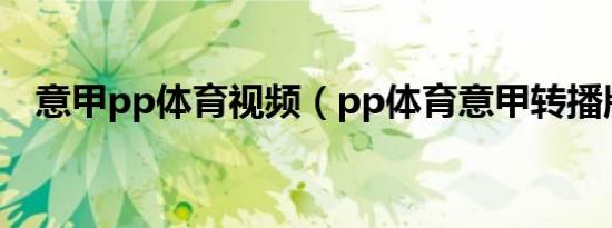 意甲pp体育视频（pp体育意甲转播版权）