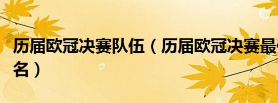 历届欧冠决赛队伍（历届欧冠决赛最佳球员排名）