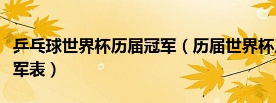 乒乓球世界杯历届冠军（历届世界杯八强及冠军表）