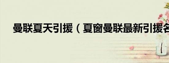 曼联夏天引援（夏窗曼联最新引援名单）