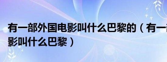 有一部外国电影叫什么巴黎的（有一部外国电影叫什么巴黎）