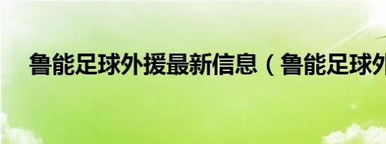 鲁能足球外援最新信息（鲁能足球外援）