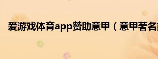 爱游戏体育app赞助意甲（意甲著名前锋）