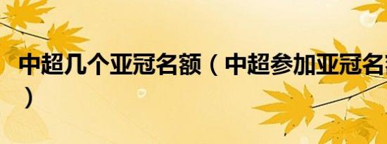 中超几个亚冠名额（中超参加亚冠名额规则表）