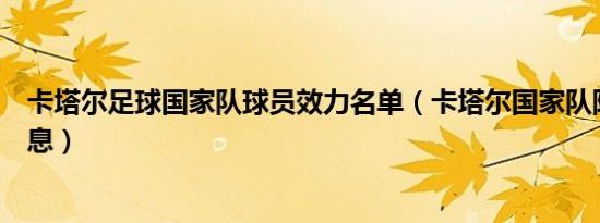 卡塔尔足球国家队球员效力名单（卡塔尔国家队阵容最新消息）