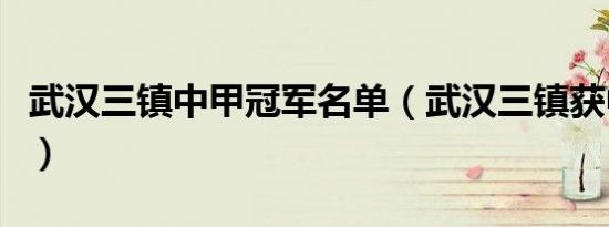 武汉三镇中甲冠军名单（武汉三镇获中甲冠军）