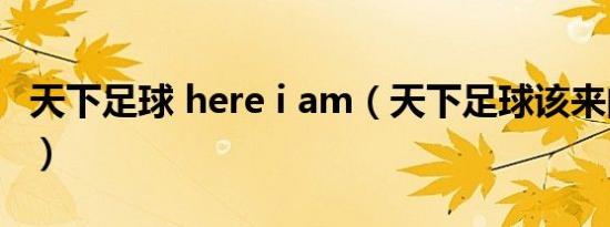 天下足球 here i am（天下足球该来的我不推）