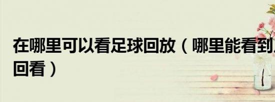 在哪里可以看足球回放（哪里能看到足球比赛回看）