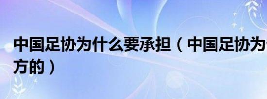 中国足协为什么要承担（中国足协为什么是官方的）