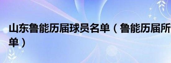 山东鲁能历届球员名单（鲁能历届所有球员名单）