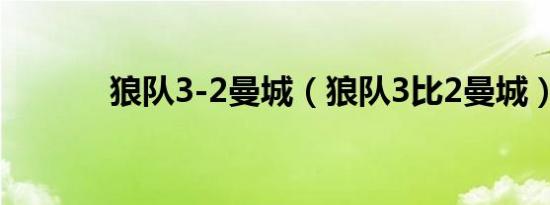 狼队3-2曼城（狼队3比2曼城）