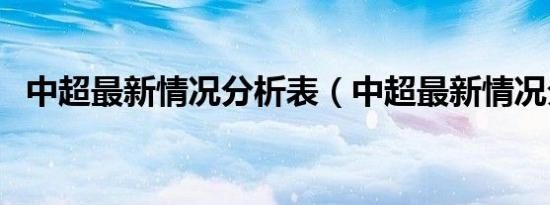 中超最新情况分析表（中超最新情况分析）