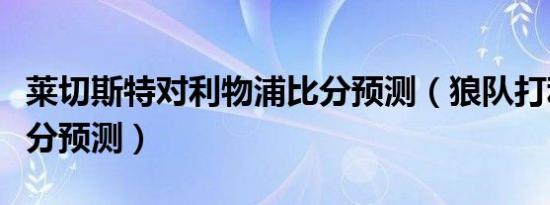 莱切斯特对利物浦比分预测（狼队打利物浦比分预测）