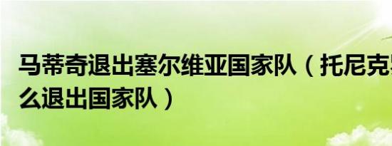 马蒂奇退出塞尔维亚国家队（托尼克罗斯为什么退出国家队）