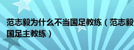 范志毅为什么不当国足教练（范志毅为什么当国足主教练）