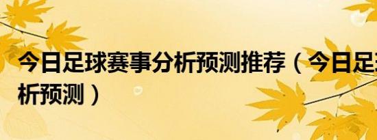 今日足球赛事分析预测推荐（今日足球赛事分析预测）