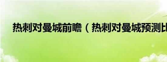 热刺对曼城前瞻（热刺对曼城预测比分）