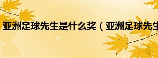 亚洲足球先生是什么奖（亚洲足球先生的是）