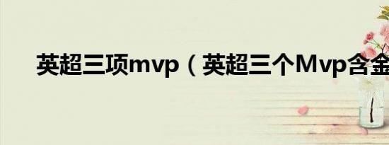 英超三项mvp（英超三个Mvp含金量）