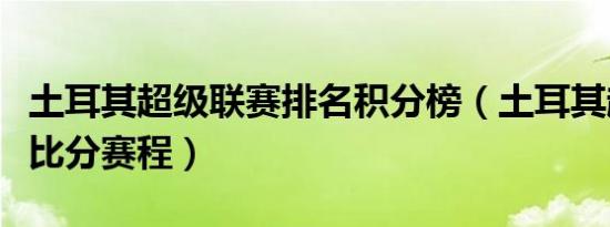 土耳其超级联赛排名积分榜（土耳其超级联赛比分赛程）