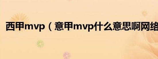 西甲mvp（意甲mvp什么意思啊网络用语）