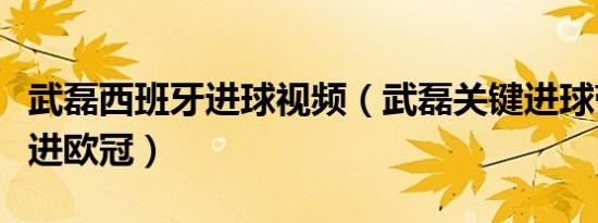 武磊西班牙进球视频（武磊关键进球带西班牙进欧冠）