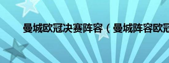 曼城欧冠决赛阵容（曼城阵容欧冠）