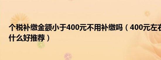 个税补缴金额小于400元不用补缴吗（400元左右的音箱有什么好推荐）