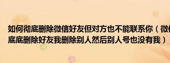 如何彻底删除微信好友但对方也不能联系你（微信怎么彻彻底底删除好友我删除别人然后别人号也没有我）