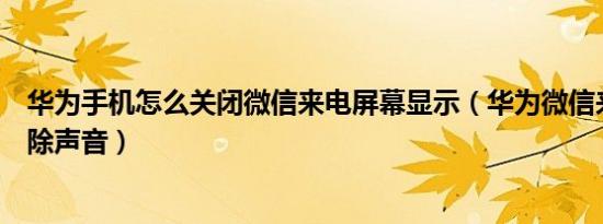 华为手机怎么关闭微信来电屏幕显示（华为微信来电怎么消除声音）