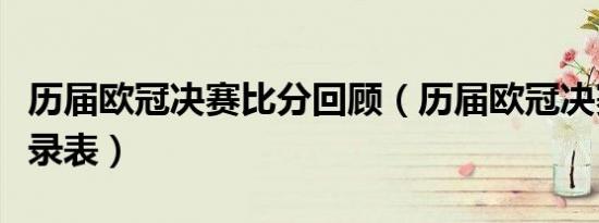 历届欧冠决赛比分回顾（历届欧冠决赛比分记录表）