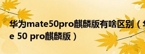 华为mate50pro麒麟版有啥区别（华为mate 50 pro麒麟版）