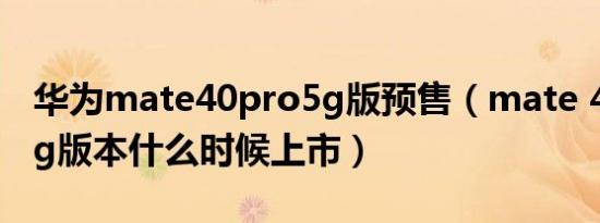 华为mate40pro5g版预售（mate 40 pro 5g版本什么时候上市）