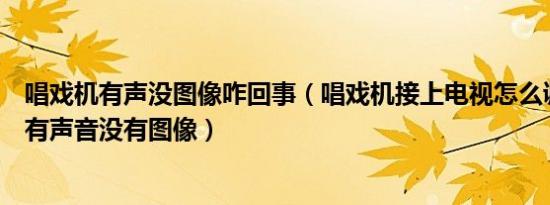 唱戏机有声没图像咋回事（唱戏机接上电视怎么调不出来光有声音没有图像）