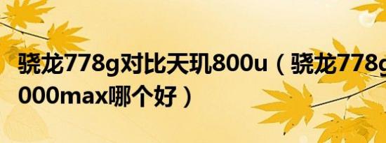 骁龙778g对比天玑800u（骁龙778g和天玑8000max哪个好）