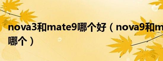 nova3和mate9哪个好（nova9和mate30买哪个）