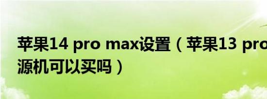 苹果14 pro max设置（苹果13 pro max资源机可以买吗）