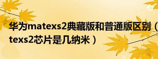 华为matexs2典藏版和普通版区别（华为matexs2芯片是几纳米）