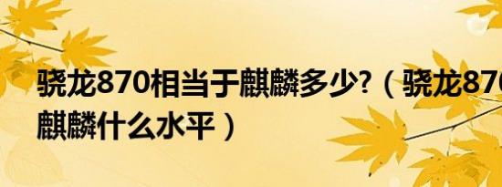 骁龙870相当于麒麟多少?（骁龙870相当于麒麟什么水平）