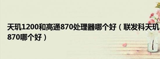 天玑1200和高通870处理器哪个好（联发科天玑120与高通870哪个好）