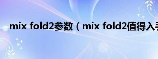 mix fold2参数（mix fold2值得入手不）