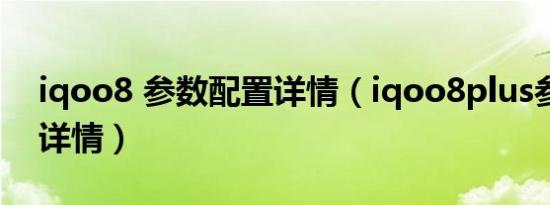 iqoo8 参数配置详情（iqoo8plus参数配置详情）