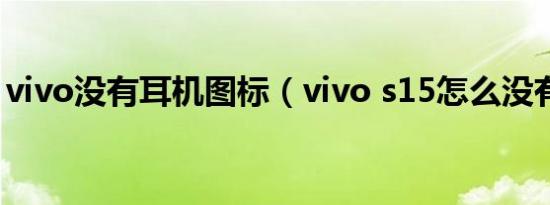 vivo没有耳机图标（vivo s15怎么没有耳机）