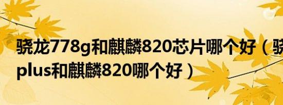 骁龙778g和麒麟820芯片哪个好（骁龙778gplus和麒麟820哪个好）