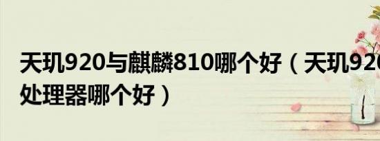 天玑920与麒麟810哪个好（天玑920和8100处理器哪个好）