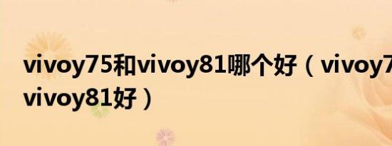 vivoy75和vivoy81哪个好（vivoy75好还是vivoy81好）