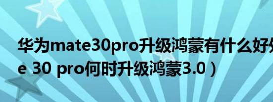 华为mate30pro升级鸿蒙有什么好处（mate 30 pro何时升级鸿蒙3.0）