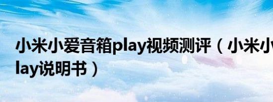 小米小爱音箱play视频测评（小米小爱音箱play说明书）