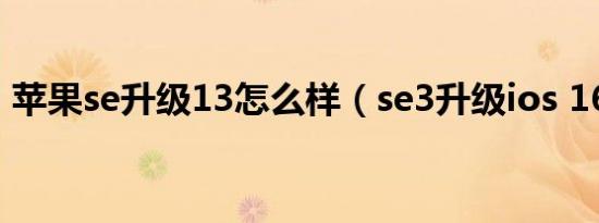 苹果se升级13怎么样（se3升级ios 16卡吗）