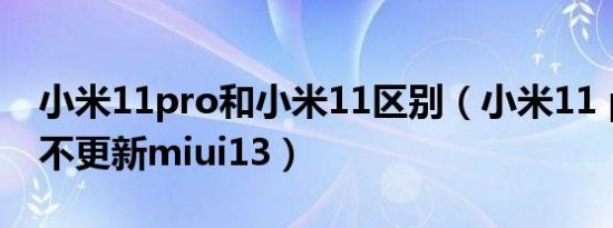 小米11pro和小米11区别（小米11 pro为啥不更新miui13）